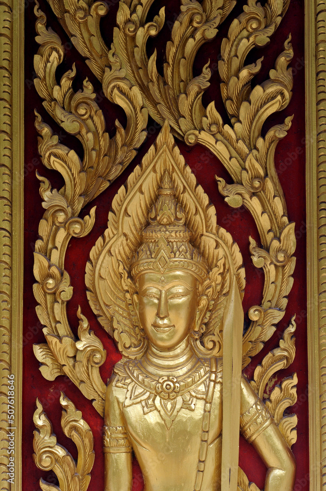 Close up of an Ornamental door at the Buddhist Monastry