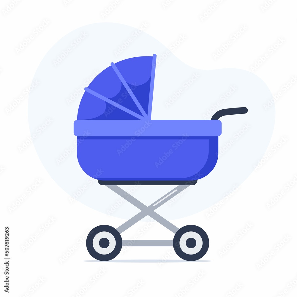 Baby stroller isolated on white background. Children pram, baby carriage. Vector illustration. Baby stroller isolated on white background. Children pram, baby carriage. Vector illustration.