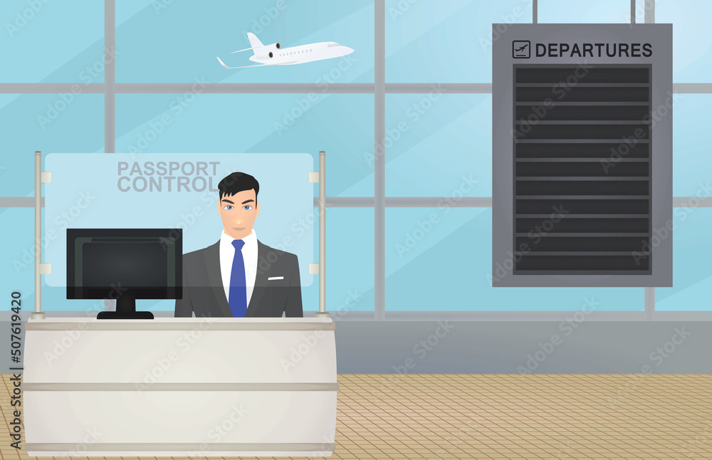 Airport passport control. vector illustration Stock Vector | Adobe Stock