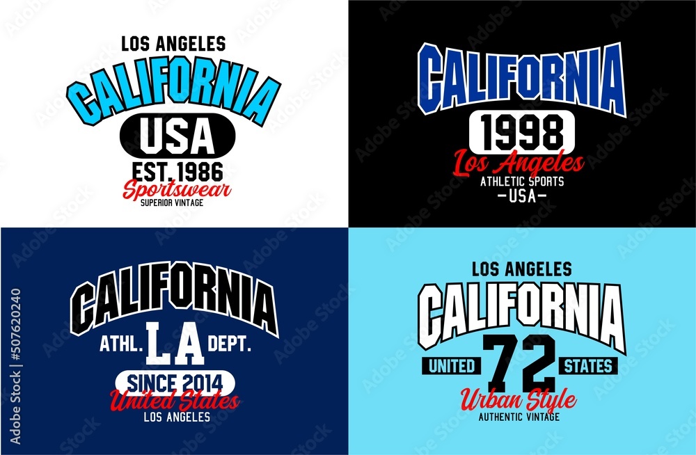 Set California vintage design graphic typography for t-shirt