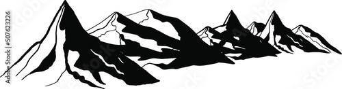 Mountain silhouette. Mountain outline. Rock. Mountain range. Vector illustration.
