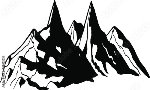 Mountain silhouette. Mountain outline. Rock. Mountain range. Vector illustration.