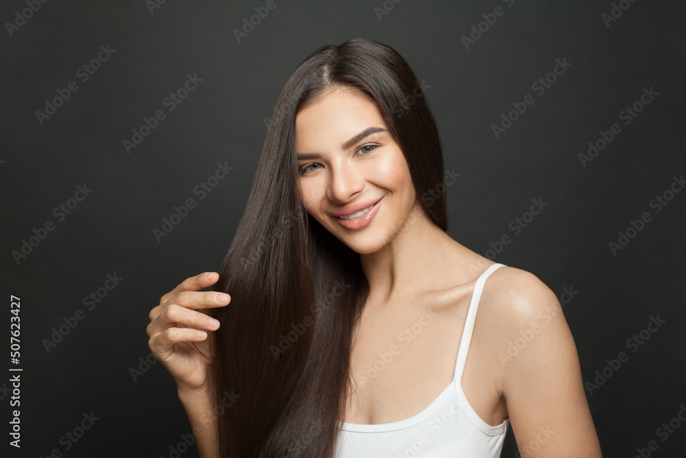 Happy model woman with shiny and straight long hair. Happy model woman with shiny and straight long hair.