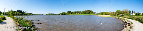 Panorama of Halandsvatnet lake from a gravel footpath, Stavanger, Norway, May 2018 photo