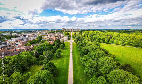 Fototapeta Naklejka Na Ścianę i Meble -  Aerial view of Windsor castle, a royal residence at Windsor in the English county of Berkshire