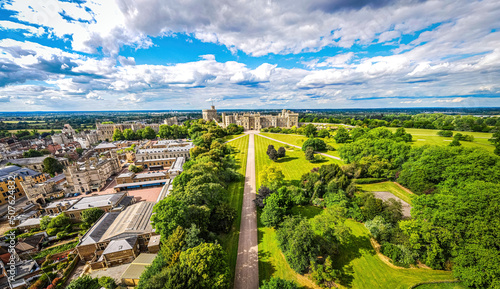 Aerial view of Windsor castle, a royal residence at Windsor in the English county of Berkshire photo