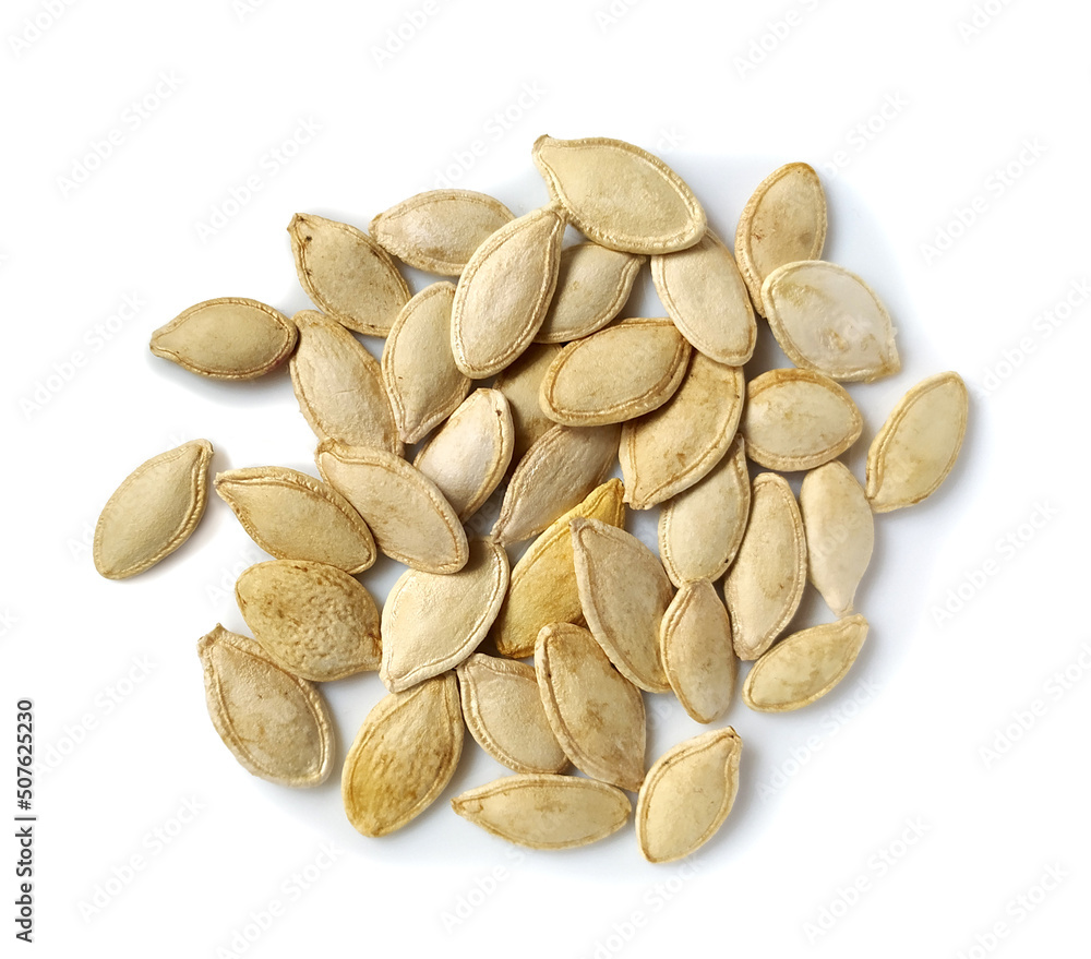 Fototapeta premium Pumpkin seed isolated on white. Healthy organic food snack. Ingridient for diet.