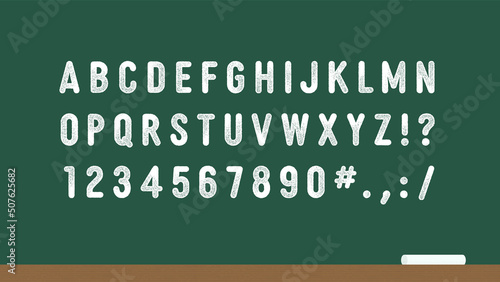 AからZまでのアルファベットと記号が書かれた黒板のイラスト素材 - A to Z･アスペクト比 16:9