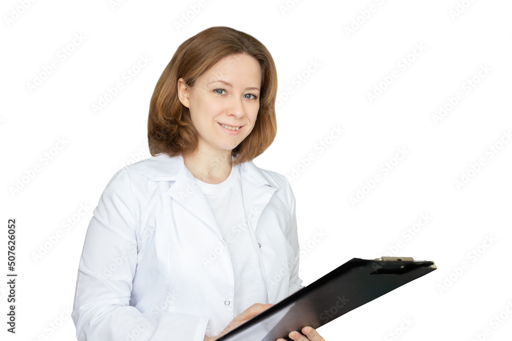 doctor isolate,woman nurse with clipboard on white background doctor isolate,woman nurse with clipboard on white background