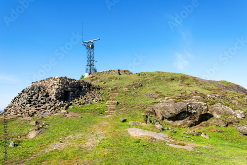 Obraz na płótnie A hill at Vigdel fort while hiking between Hellestostranden and Vigdelstranden beaches, Stavanger, Norway, May 2018 w salonie