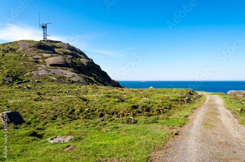Obraz na płótnie A view to North sea and Feistein lighthouse island from Vigdel fort, Stavanger, Norway, May 2018 w salonie