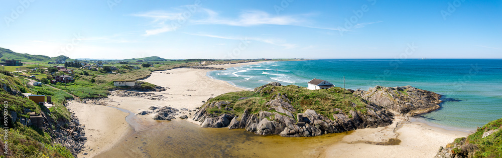 Spectacular view of a long Hellesto beach in a sunny summer day, Stavanger, Norway, May 2018