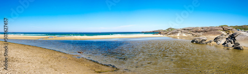 Obraz na płótnie Scenic shallow pool on Hellesto beach, Stavanger, Norway, May 2018 w salonie