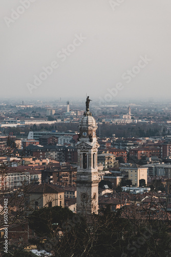 view of the city of Bergamo at sunset