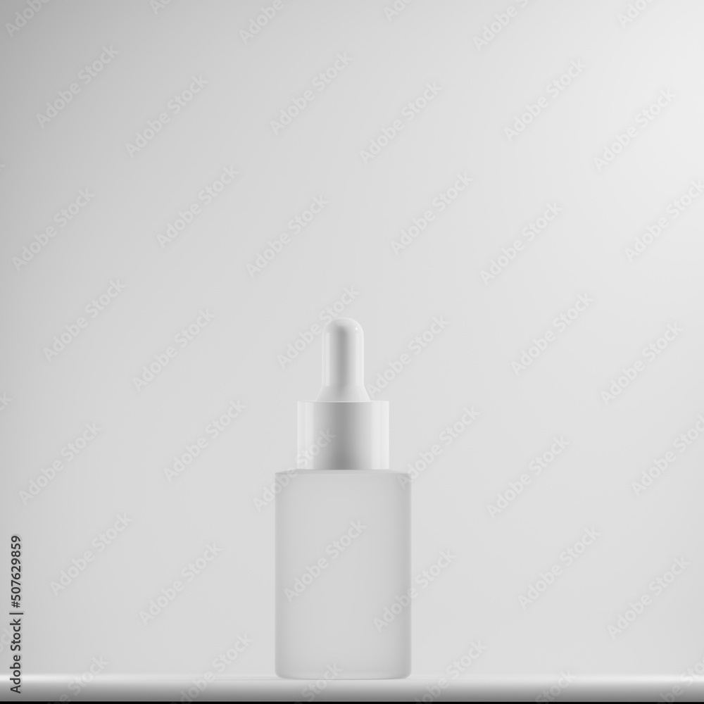 glass bottle dropper frosted a front view 3d render glass bottle dropper frosted a front view 3d render