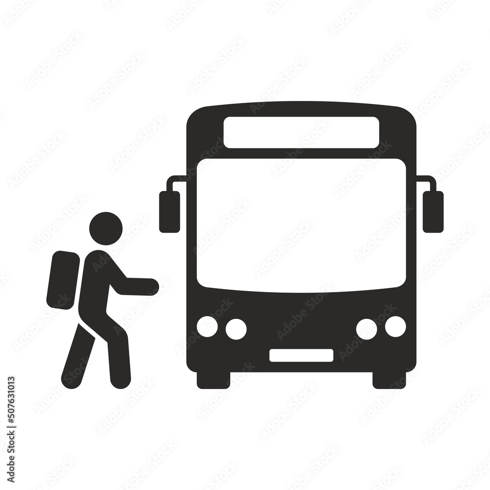 School bus icon. Public transport. Coach. Vector icon isolated on white background. School bus icon. Public transport. Coach. Vector icon isolated on white background.