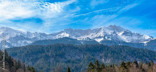 panorama of the mountains  Bavaria  Germany 