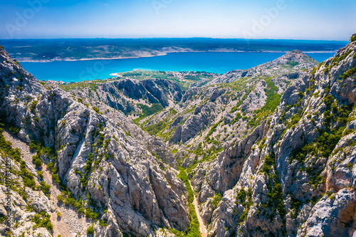 Paklenica canyon National park on Velebit mountain aerial view photo