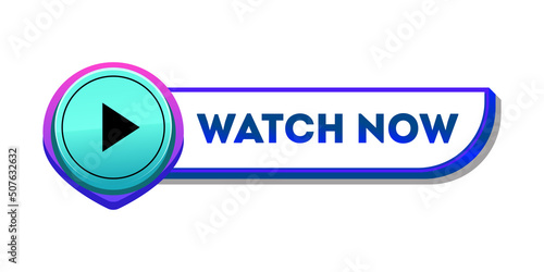 Play with Watch Now. Video view button on a white background. Play video. Media player. Vector illustration. 