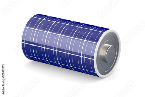 solar panel battery on whit...