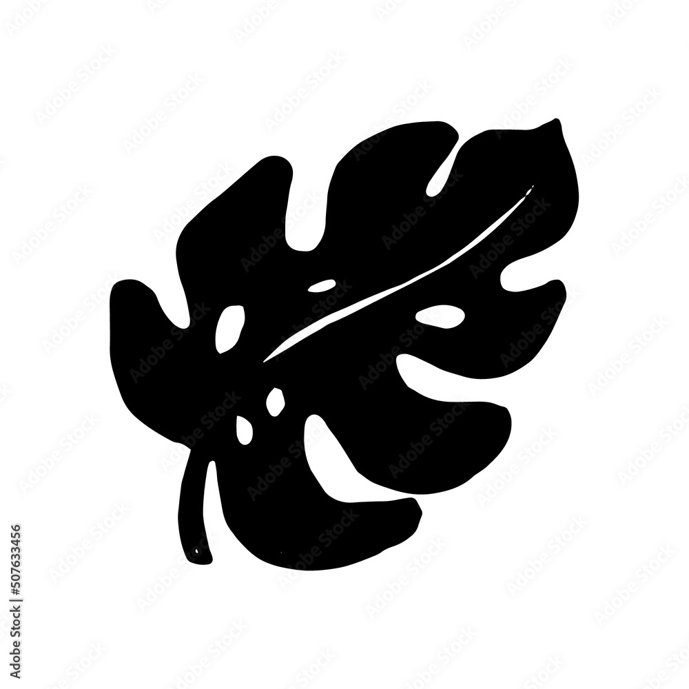 Palm leaf vector silhouette. Black on white. Vector illustration Palm leaf vector silhouette. Black on white. Vector illustration