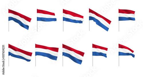 Netherlands flags. Set of national realistic Netherlands flags.