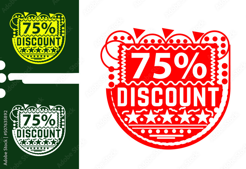 75 percent discount sticker and logo design template