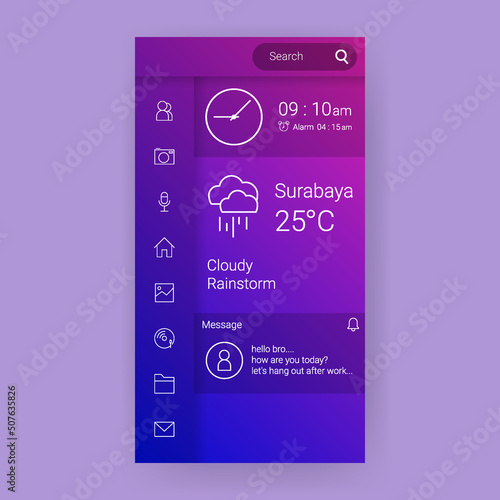 widget arrangement user interface mockup