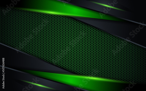 Modern futuristic black background combination with green technology diagonal
