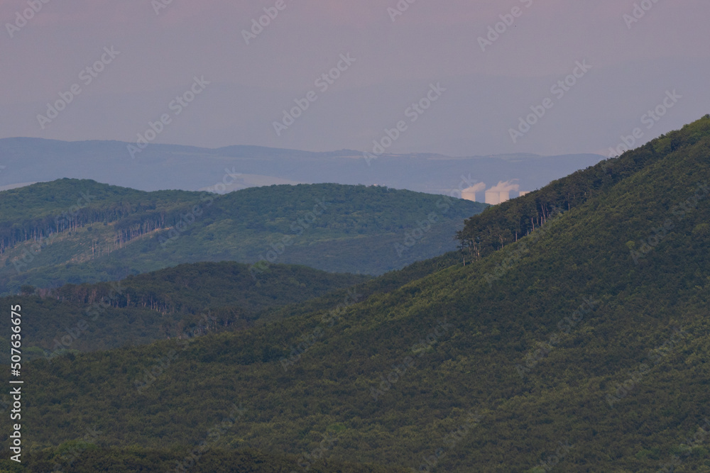 Cutout from a mountain landscape, seen from a great distance
