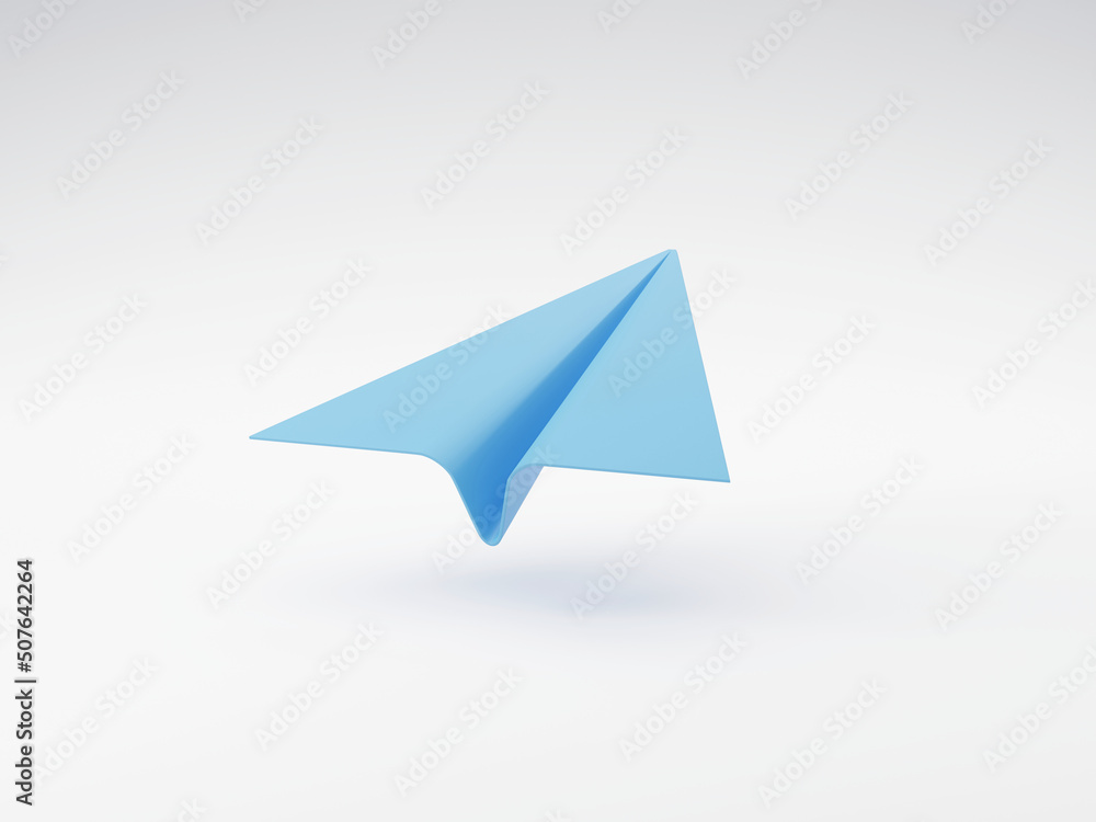 Blue paper aero plane icon on white background as email or education cartoon symbol for learning or message sending technology 3D rendering illustration Blue paper aero plane icon on white background as email or education cartoon symbol for learning or message sending technology 3D rendering illustration