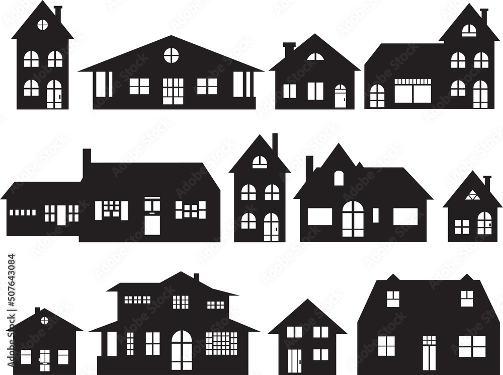 house silhouette collection Stock Vector | Adobe Stock