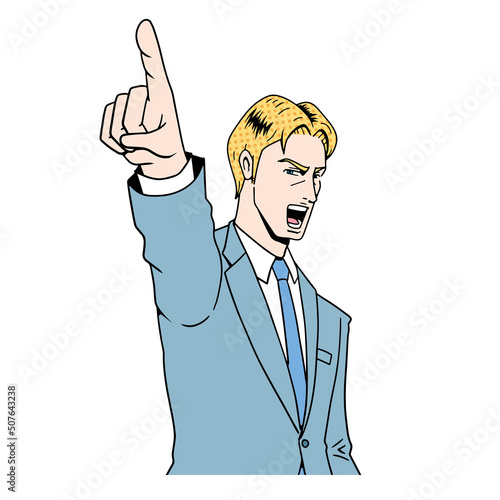 アメコミタッチの指さすビジネスマン