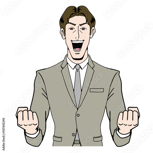 アメコミタッチの気合入れるビジネスマン