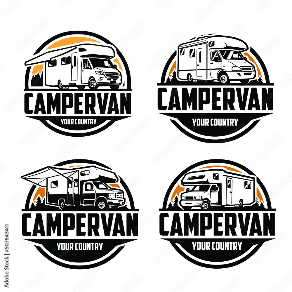 Camper Van Logo Design. Ready Made Circle Emblem Logo Motorhome RV ...