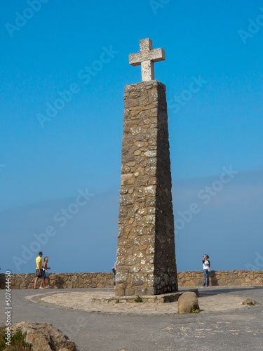 Looking at the Cintra, Portugal,  Mariner Cross on the Bluff above the Atlantic Coast photo
