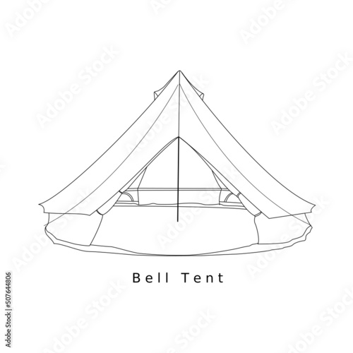 simple line art design of bell tent for summer vacation camp