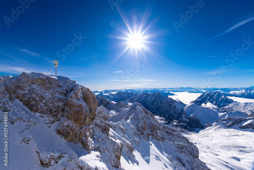 snow covered peak of the Zugspitze (Tyrol, Austria/ Bavaria, Germany)