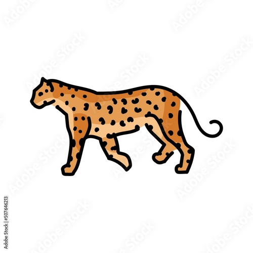 Leopard color line illustration. Animals of Africa.