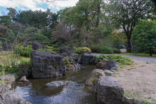 Japanese garden in Jonangu, Fushimi-ku, Kyoto.