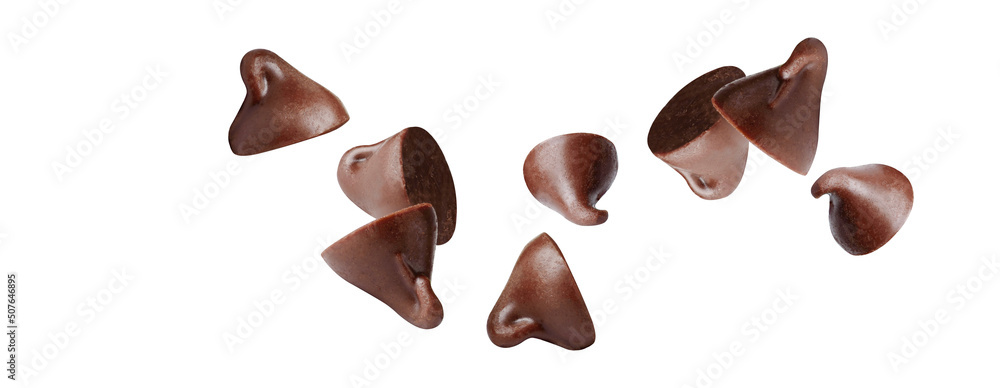 chocolate piece isolated on white background .	
