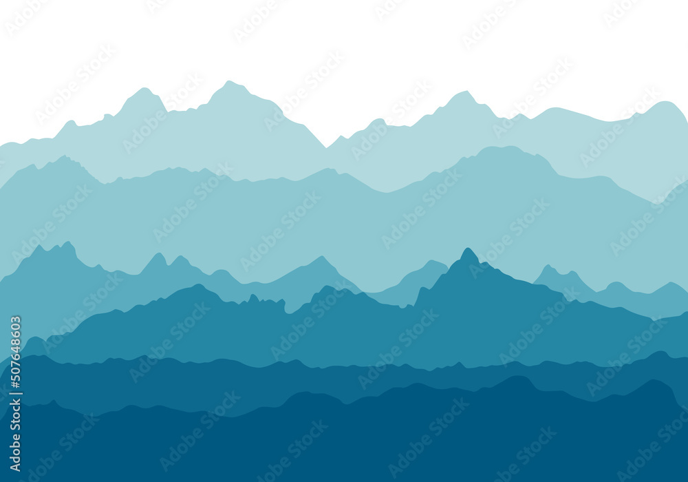 Mountains blue background. Vector illustration