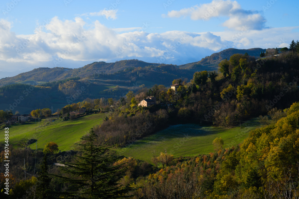Hilly landscape nearby Urbino, Marche Region Italy