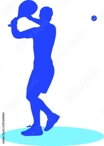 vector illustration padel sport player: male,blu, paddle tennis