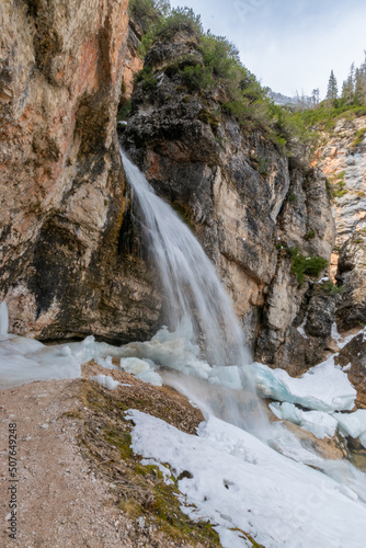 waterfall in the dolomites 