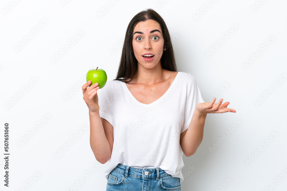 Young caucasian woman isolated on white background with shocked facial expression Young caucasian woman isolated on white background with shocked facial expression