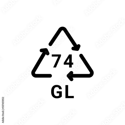 Glass recycling code GL 74 line icon. Consumption code.