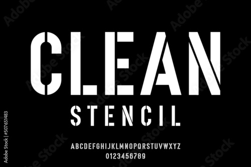 Condensed stencil alphabets display font vector photo