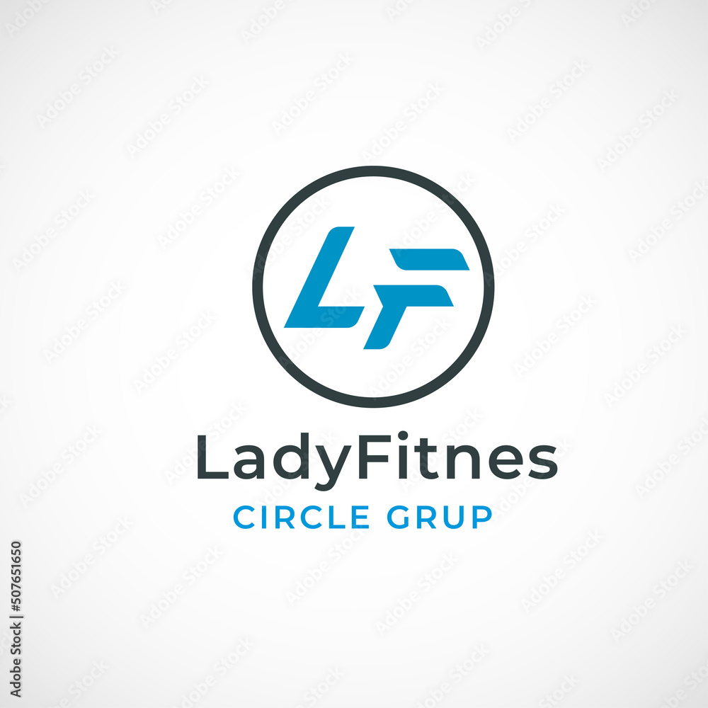 Lady gym concept with letter Lf. Vector logo, label, Design for woman sports club, workout and bodybuilding Lady gym concept with letter Lf. Vector logo, label, Design for woman sports club, workout and bodybuilding