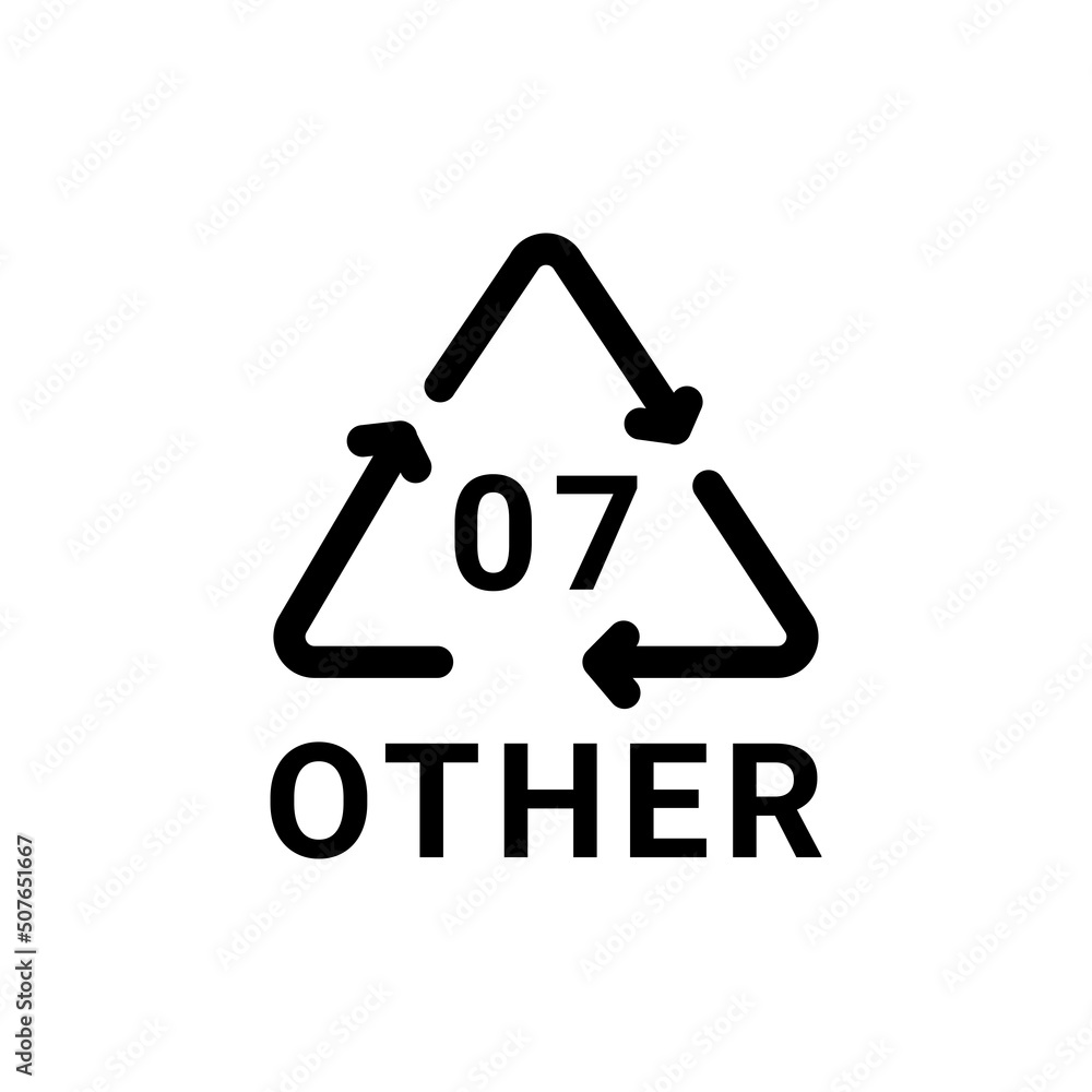Plastic recycling code 07 other line icon. Consumption code. Plastic recycling code 07 other line icon. Consumption code.